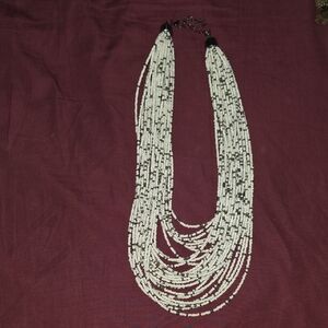 Elegant Beaded Necklace - White And Silver
